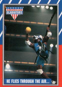 1991 Topps American Gladiators #49 He Flies through the Air… Front